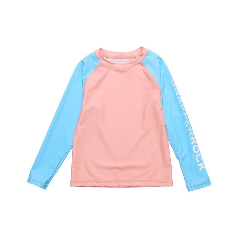 Snapper Rock Girls  Colorblock Rash Top, Orange